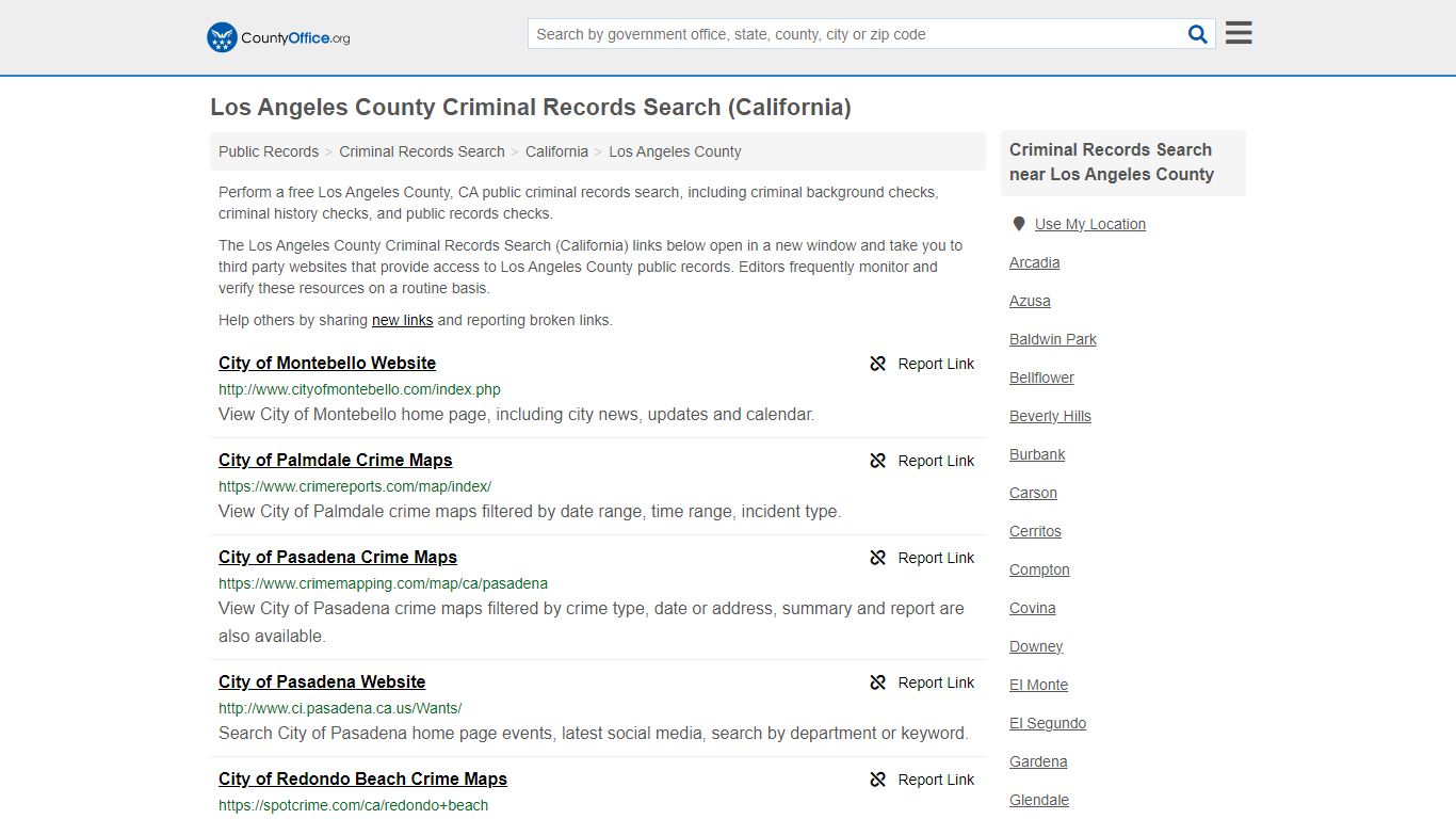 Los Angeles County Criminal Records Search (California) - County Office